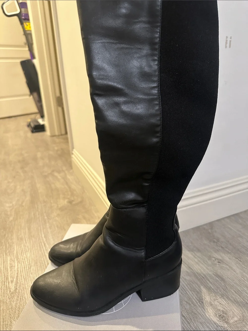 Steve Madden Black Over-The-Knee Block Heel Boots